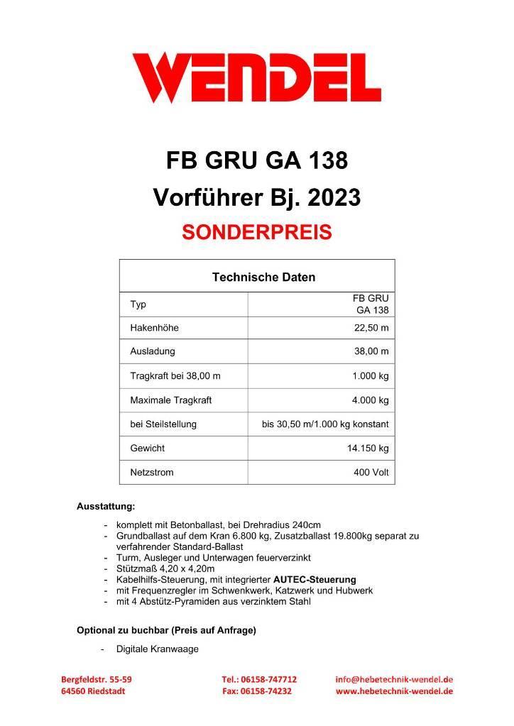 FB GRU GA 138 - Turmdrehkran - Baukran - Kran Byggkranar
