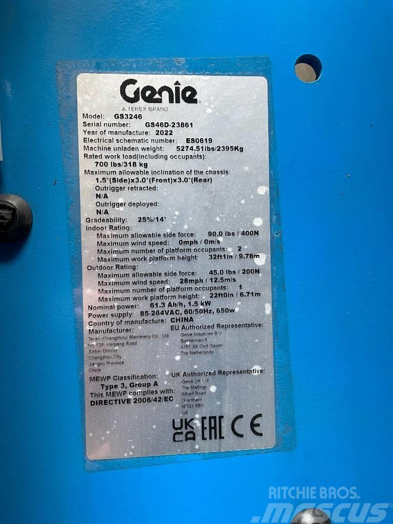 Genie GS 3246 E-DRIVE, ELECTRIC, 12M, NEW, WARRANTY Saxliftar