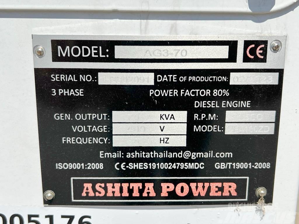 Ashita AG3-70 - 70 KVA New / Unused / CE Certified Dieselgeneratorer