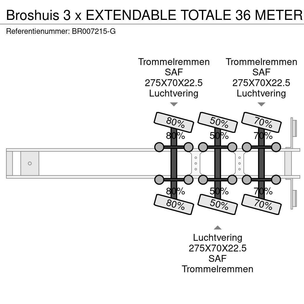 Broshuis 3 x EXTENDABLE TOTALE 36 METER Flaktrailer