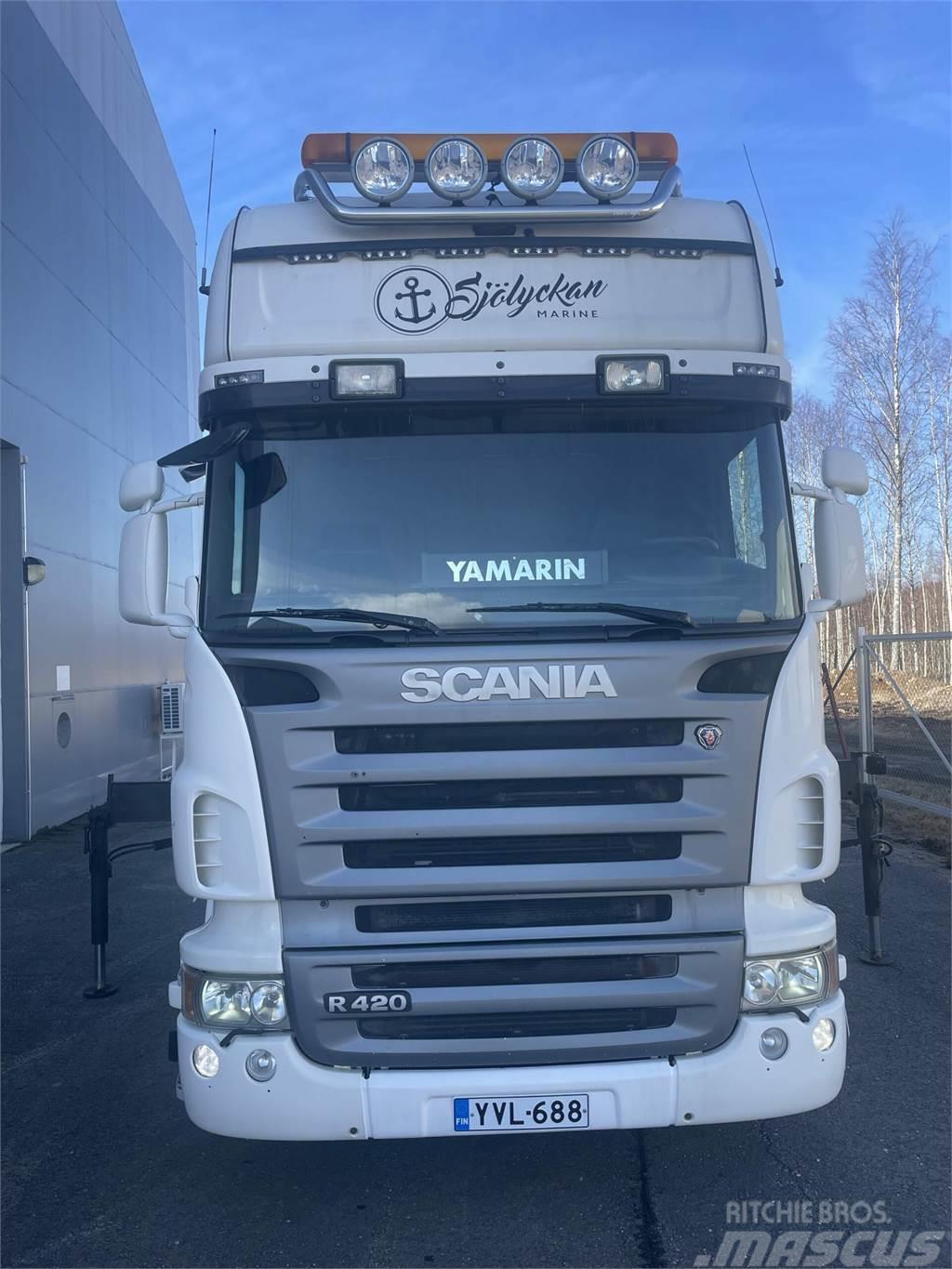 Scania R 420 4x2-3700 Topline + PM 12.5 S nosturi radioll Kranbilar