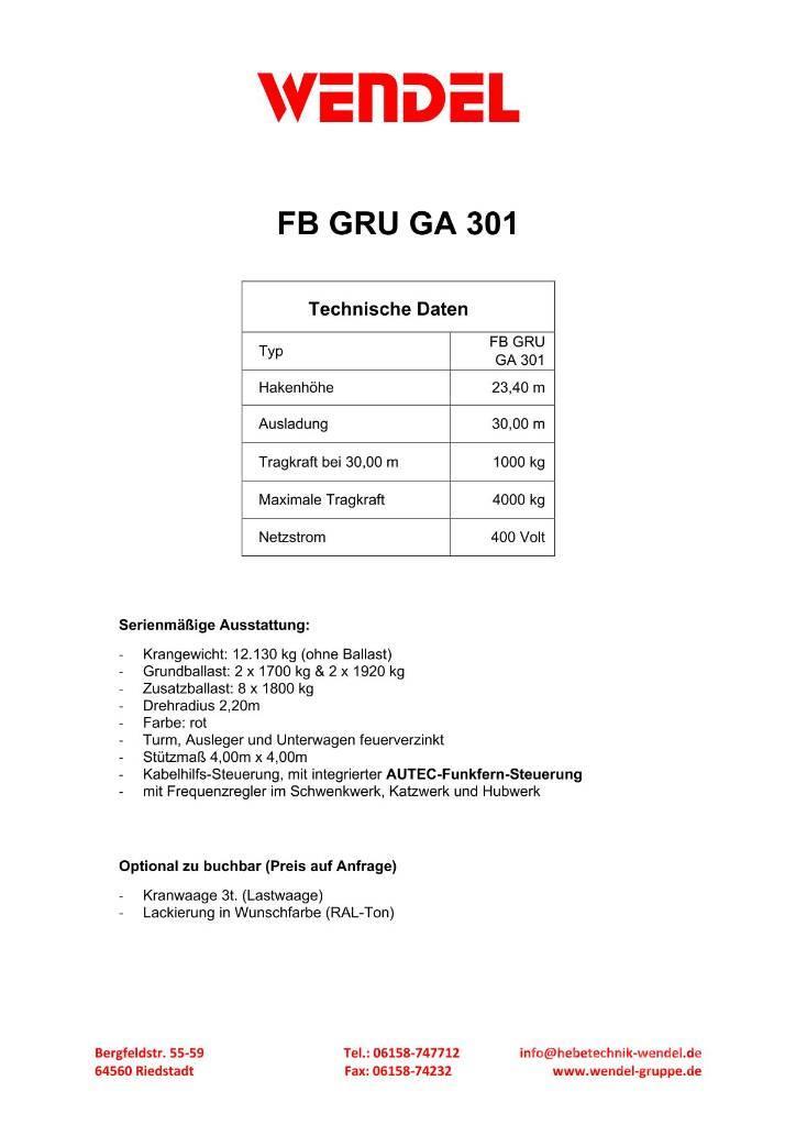 FB GRU GA 301 - Turmdrehkran - Baukran - Kran Byggkranar