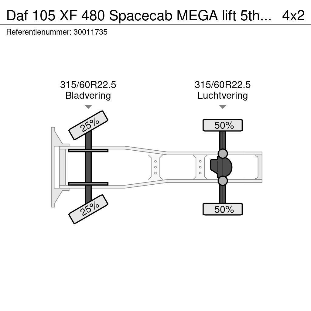 DAF 105 XF 480 Spacecab MEGA lift 5th wheel Dragbilar