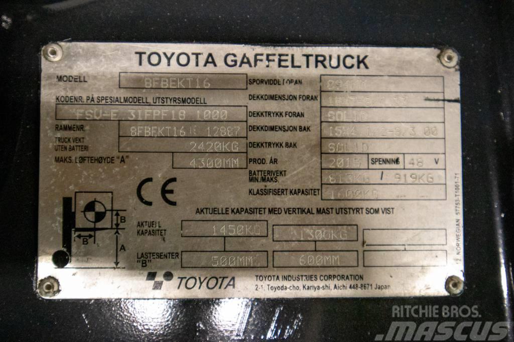 Toyota 8FBEKT16, välutrustad motviktstruck m nytt batteri Elmotviktstruckar