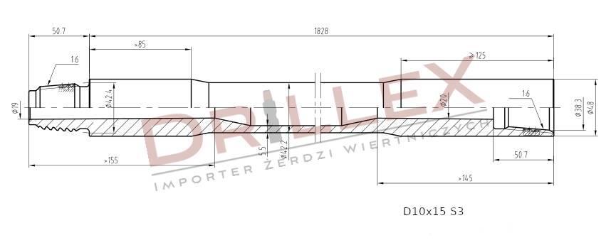 Vermeer D7x11, D9x13, D10x15 S3  Drill pipes, Żerdzie Horisontell borrutrustning