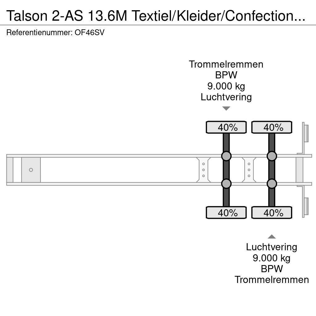 Talson 2-AS 13.6M Textiel/Kleider/Confection ABS APK/TUV Skåptrailer