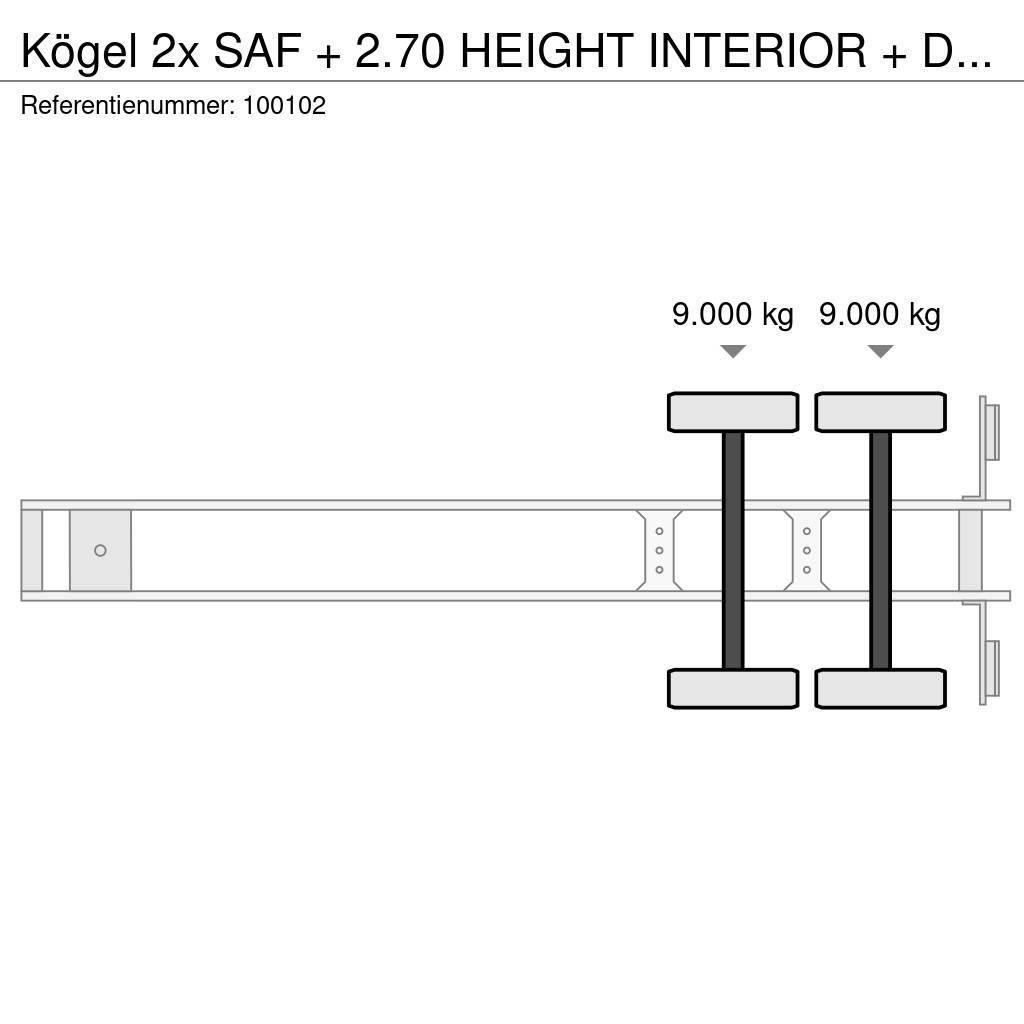 Kögel 2x SAF + 2.70 HEIGHT INTERIOR + Disc Brake Skåptrailer