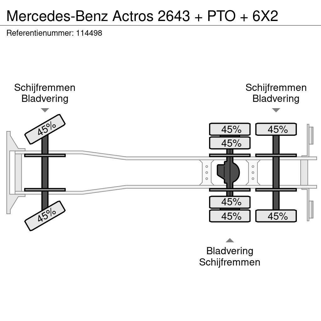 Mercedes-Benz Actros 2643 + PTO + 6X2 Flakbilar