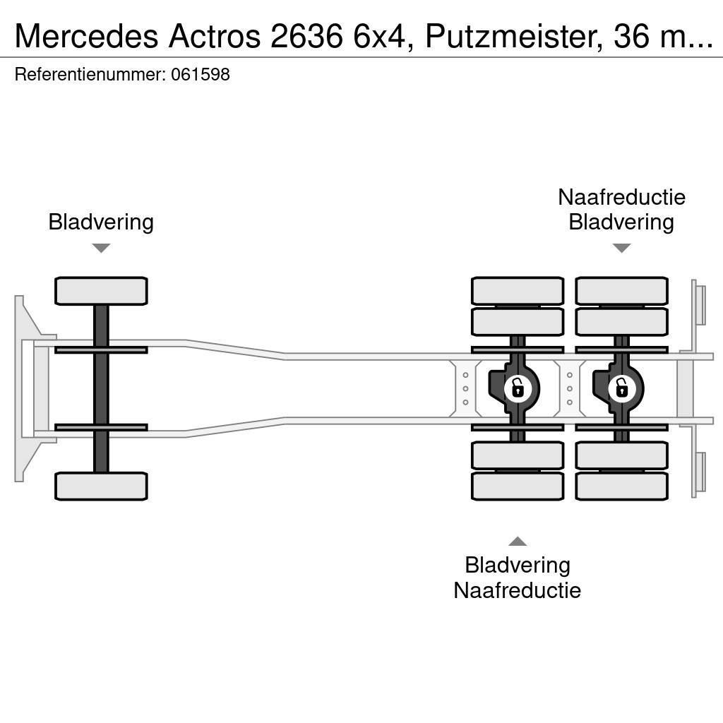 Mercedes-Benz Actros 2636 6x4, Putzmeister, 36 mtr, Remote, 3 pe Lastbilar med betongpump