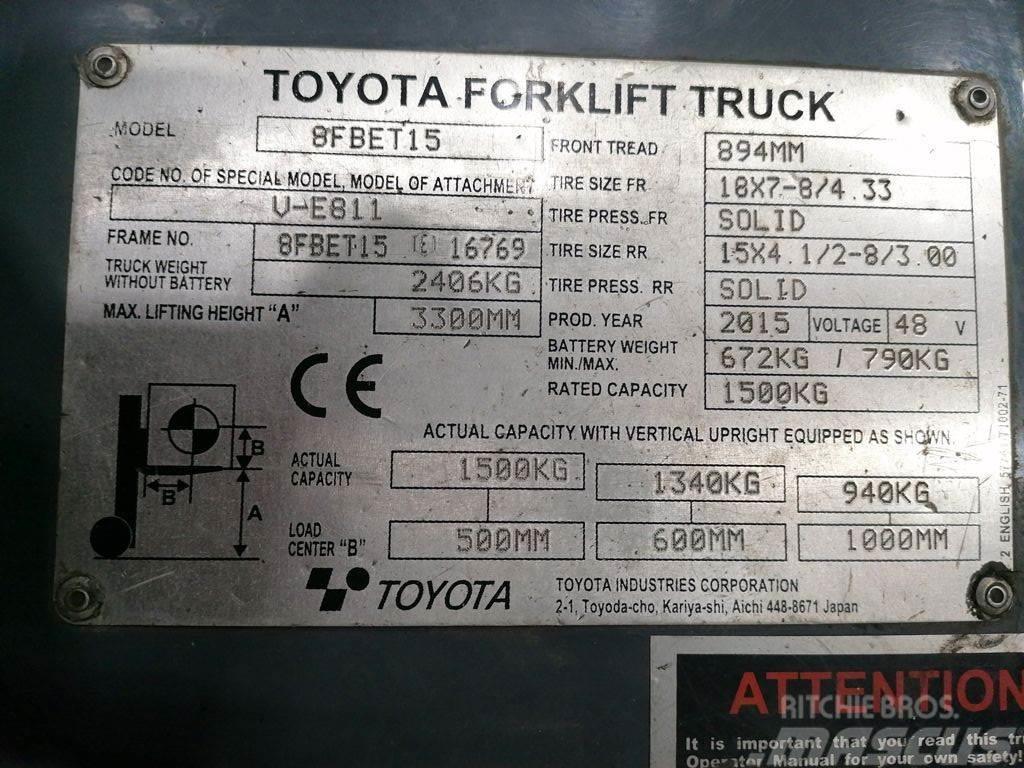 Toyota 8FBET15 Elmotviktstruckar