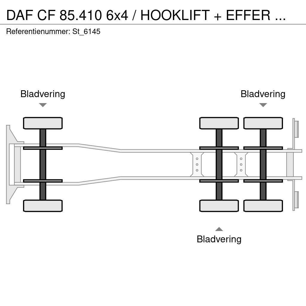 DAF CF 85.410 6x4 / HOOKLIFT + EFFER CRANE Kranbilar