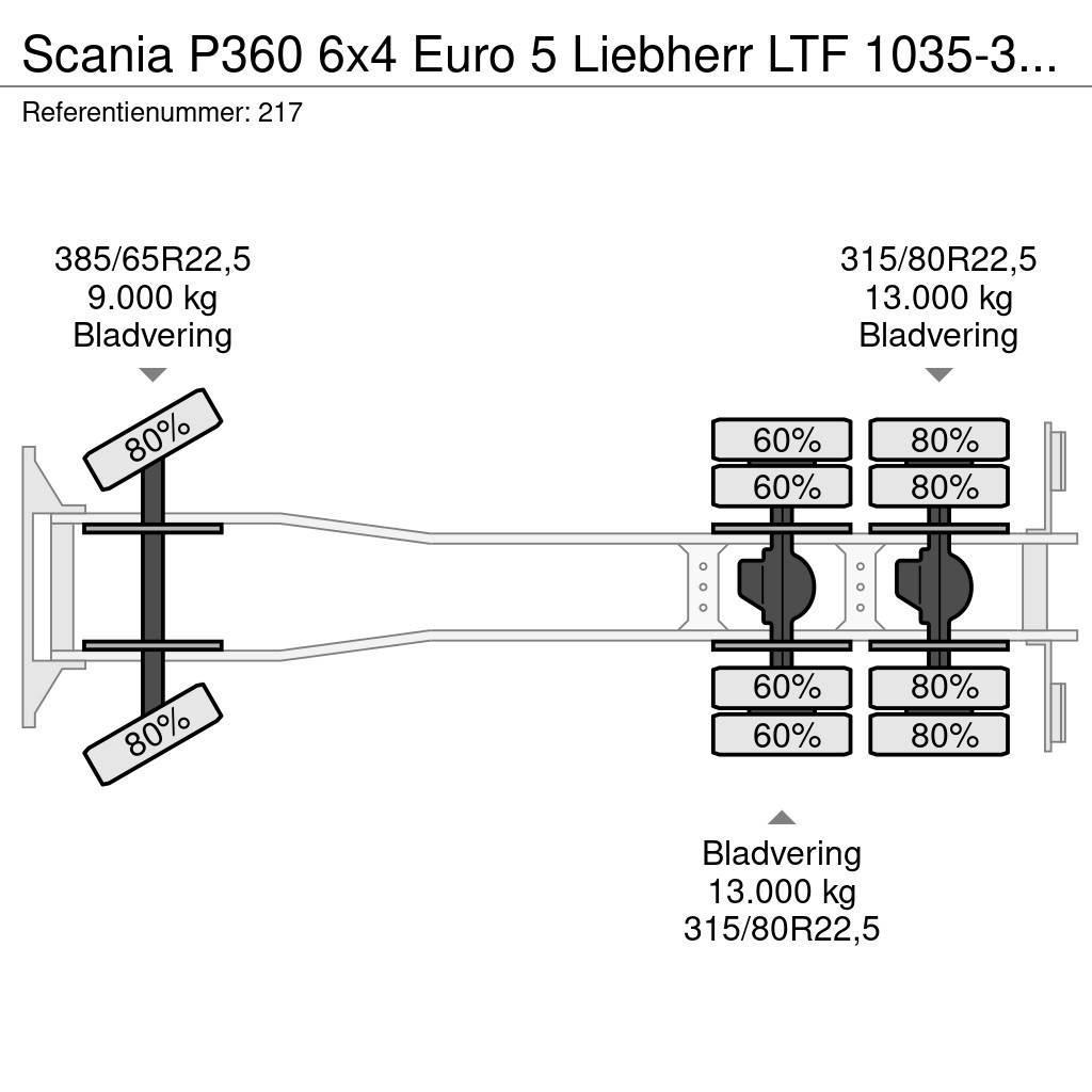 Scania P360 6x4 Euro 5 Liebherr LTF 1035-3.1 Radio Remote Allterrängkranar