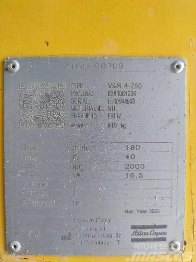 Atlas Copco VAR 4-250 FKL 17 G11 TRAILER Vattenpumpar