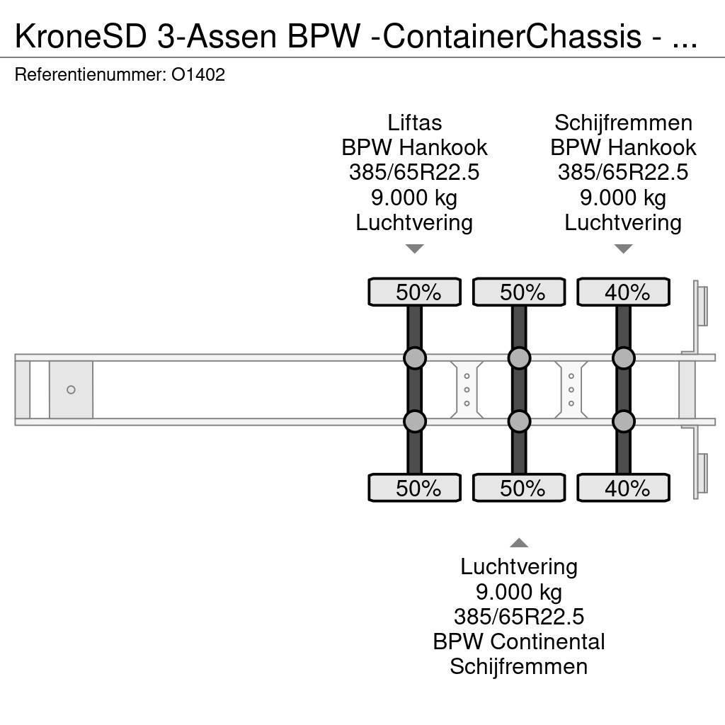 Krone SD 3-Assen BPW -ContainerChassis - Achterschuiver Containertrailer