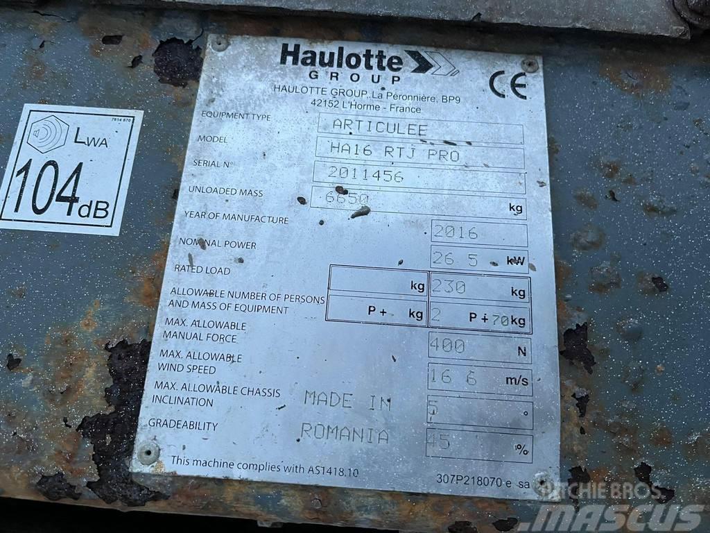 Haulotte Articulee HA16RTJ PRO BOOM 16 m / RATED LOAD 230 k Övriga personliftar