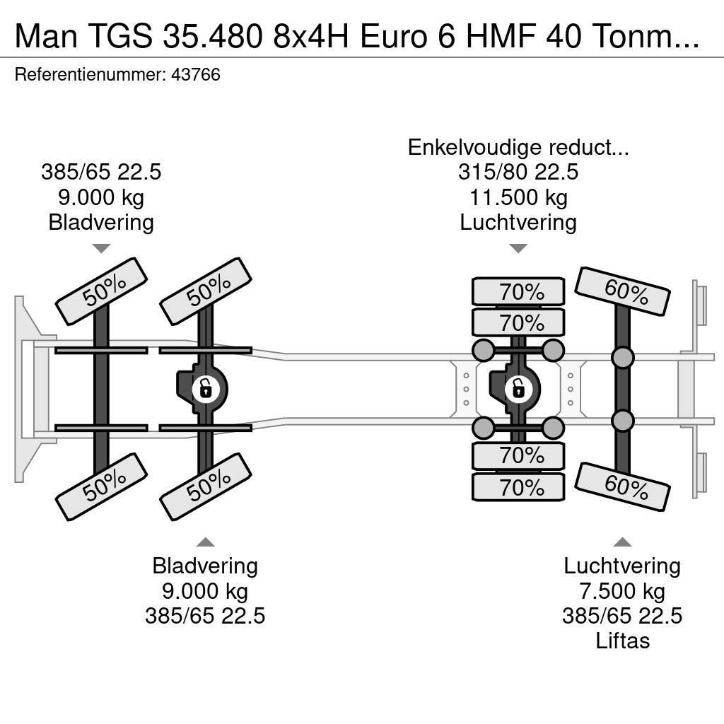 MAN TGS 35.480 8x4H Euro 6 HMF 40 Tonmeter laadkraan + Allterrängkranar