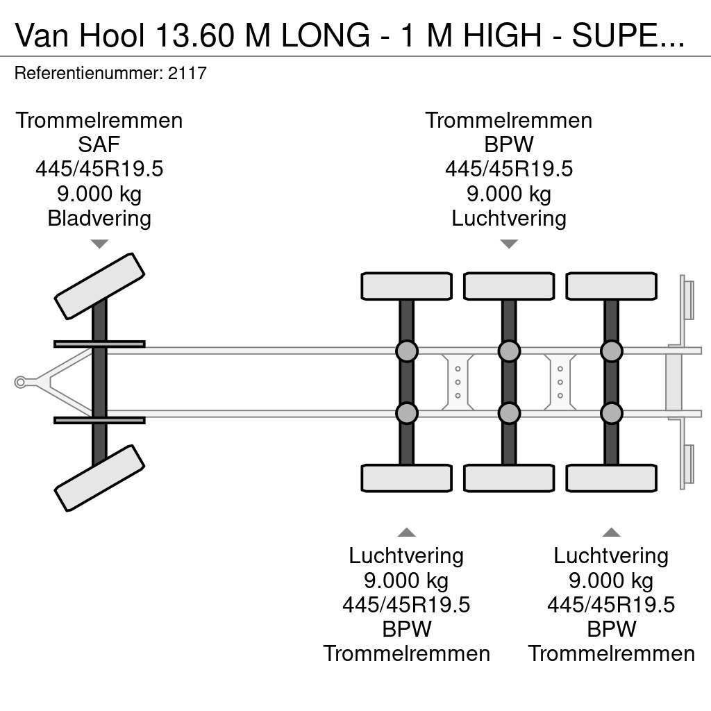 Van Hool 13.60 M LONG - 1 M HIGH - SUPER SINGLE TIRES - DRU Flaksläp