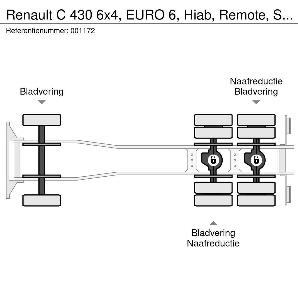 Renault C 430 6x4, EURO 6, Hiab, Remote, Steel suspension Flakbilar