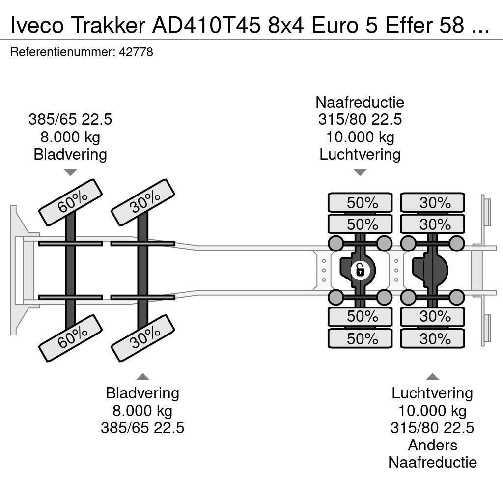 Iveco Trakker AD410T45 8x4 Euro 5 Effer 58 Tonmeter Allterrängkranar