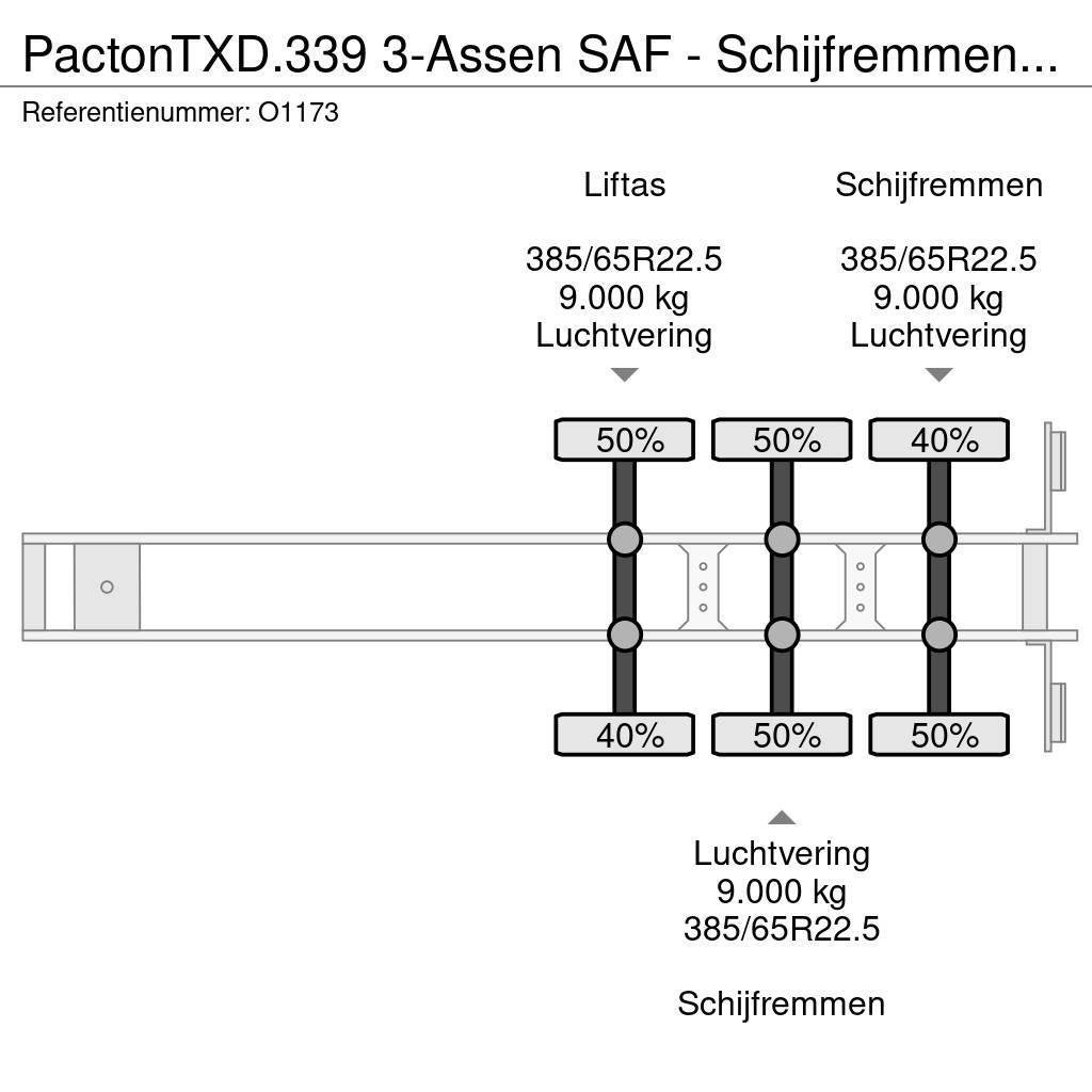 Pacton TXD.339 3-Assen SAF - Schijfremmen - Liftas - Kooi Flaktrailer
