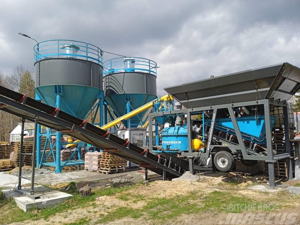 Constmach 30 m3/h Small Mobile Concrete Batching Plant Cementtillverknings fabriker