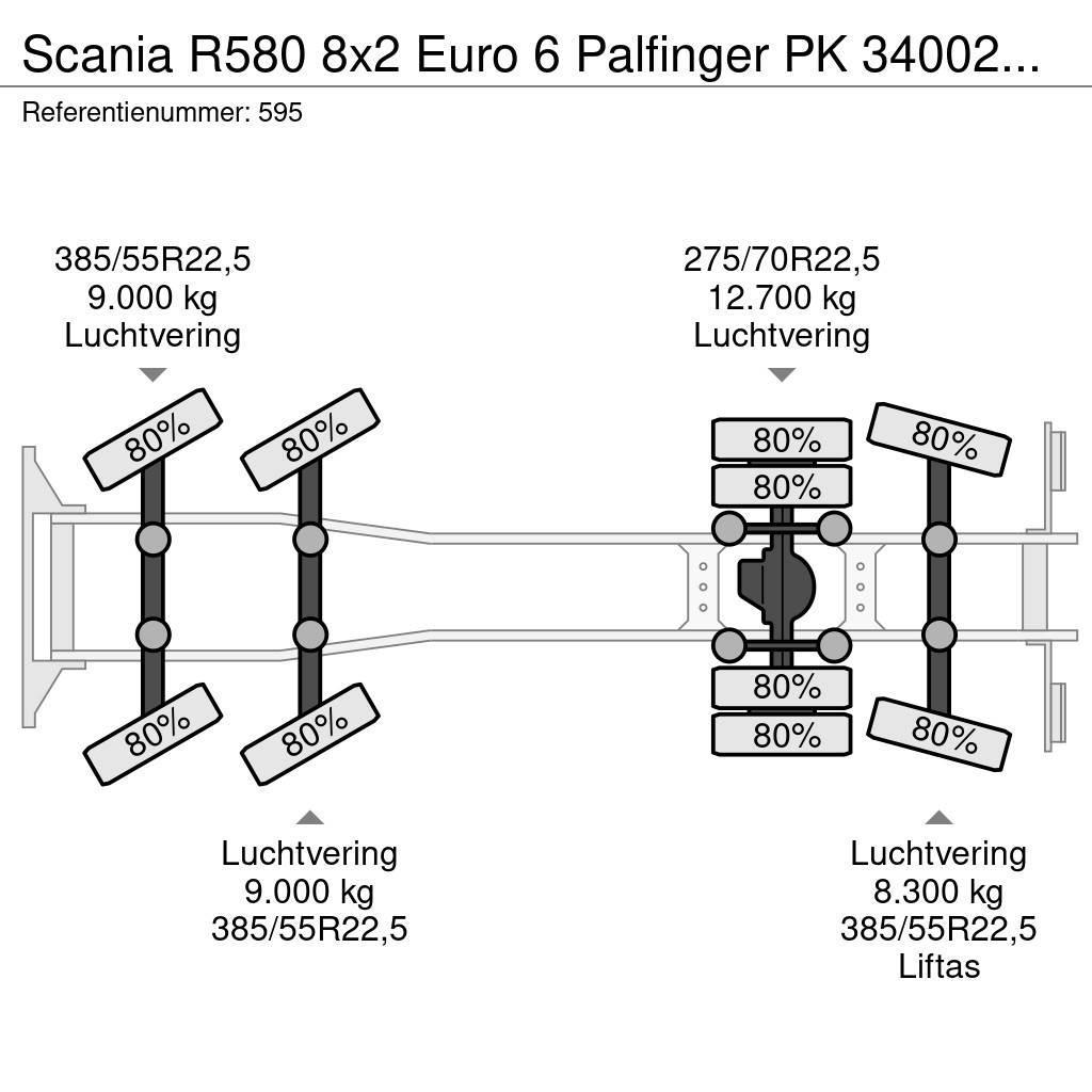 Scania R580 8x2 Euro 6 Palfinger PK 34002-SHF 7 x Hydr. W Allterrängkranar