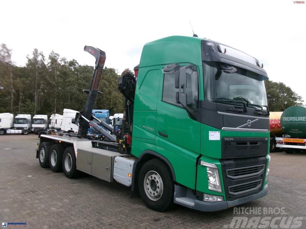 Volvo FH 540 8X4 + HMF 1520 K5 crane + Hiab 24t containe Lastväxlare/Krokbilar
