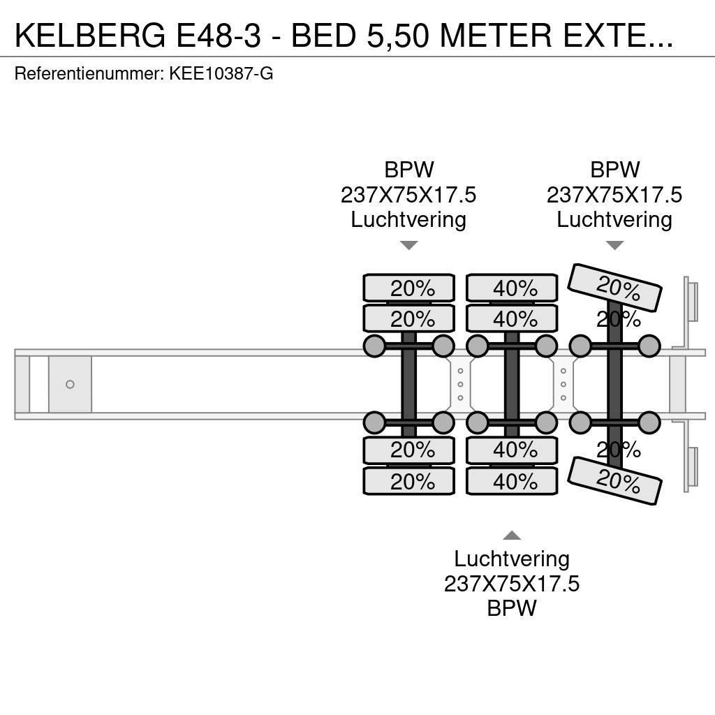 Kel-Berg E48-3 - BED 5,50 METER EXTENDABLE + HYDRAULIC RAMP Låg lastande semi trailer