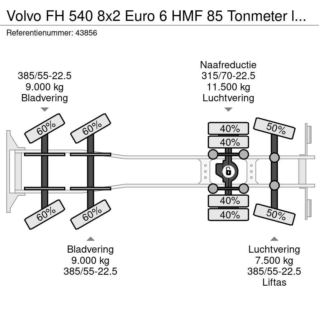Volvo FH 540 8x2 Euro 6 HMF 85 Tonmeter laadkraan + Fly- Allterrängkranar
