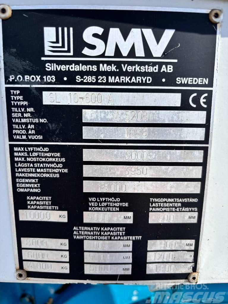SMV SL 10-600 A + extra counterweight 12t. capacity Dieselmotviktstruckar