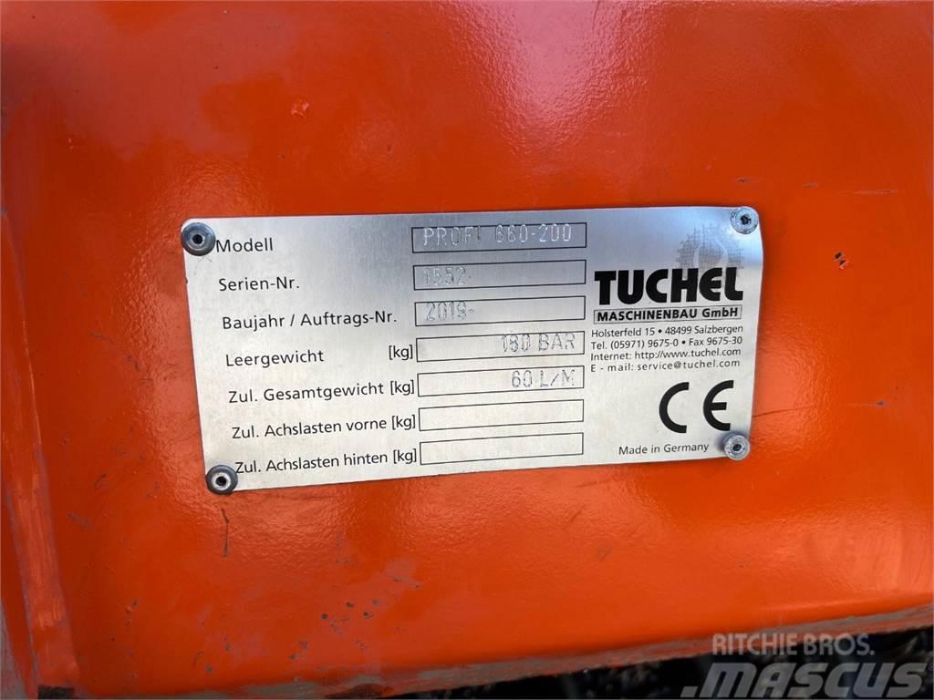 Tuchel Profi 660 kost - 200 cm. bred / Opsamler - kasse - Hjullastare