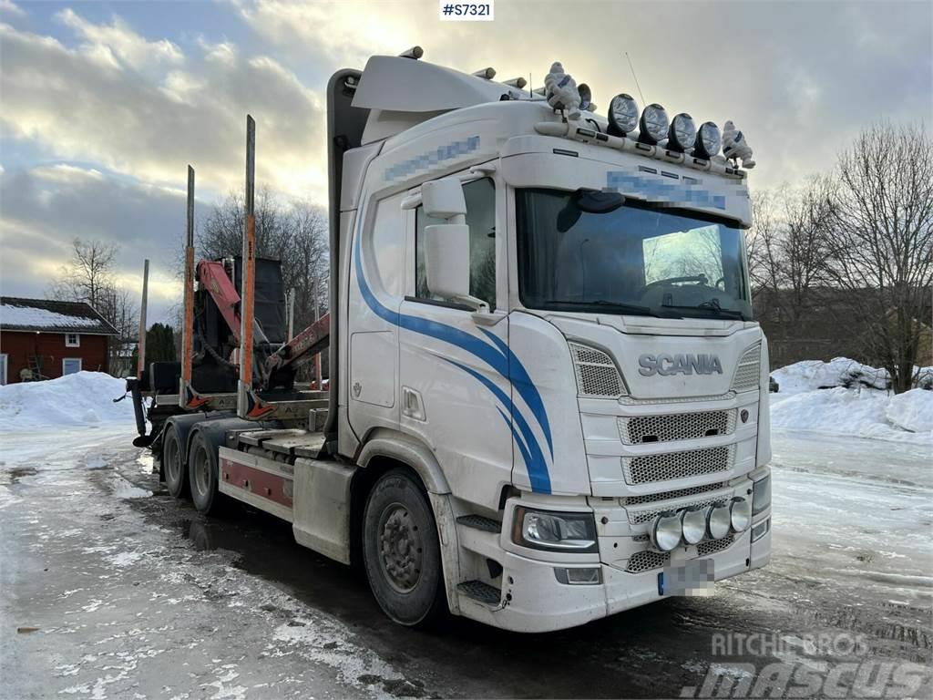 Scania R650 Timber truck with wagon and crane Timmerbilar