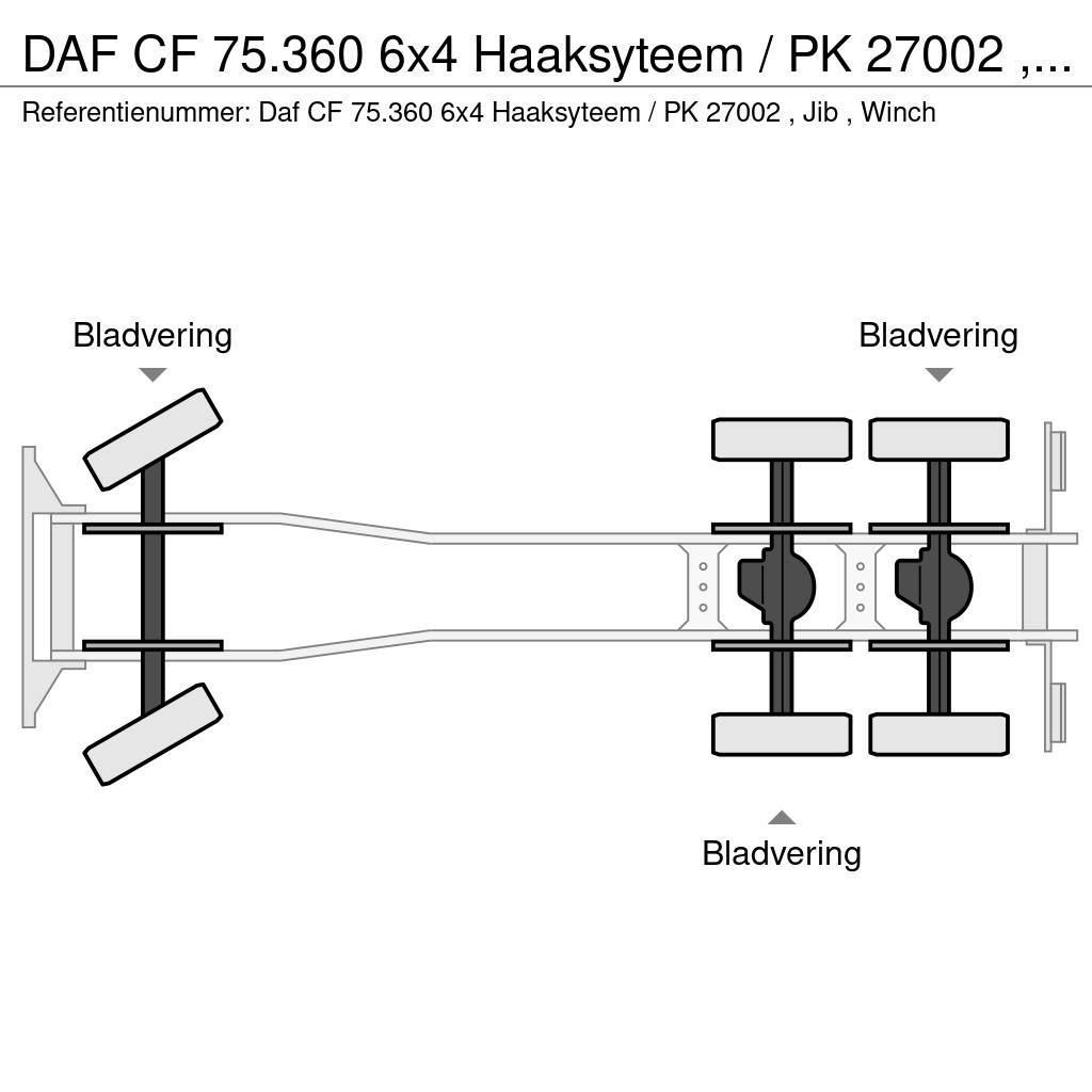 DAF CF 75.360 6x4 Haaksyteem / PK 27002 , Jib , Winch Lastväxlare/Krokbilar