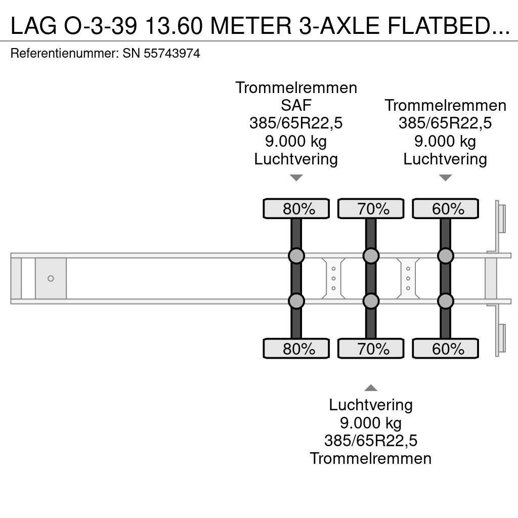 LAG O-3-39 13.60 METER 3-AXLE FLATBED (DRUM BRAKES / A Flaktrailer