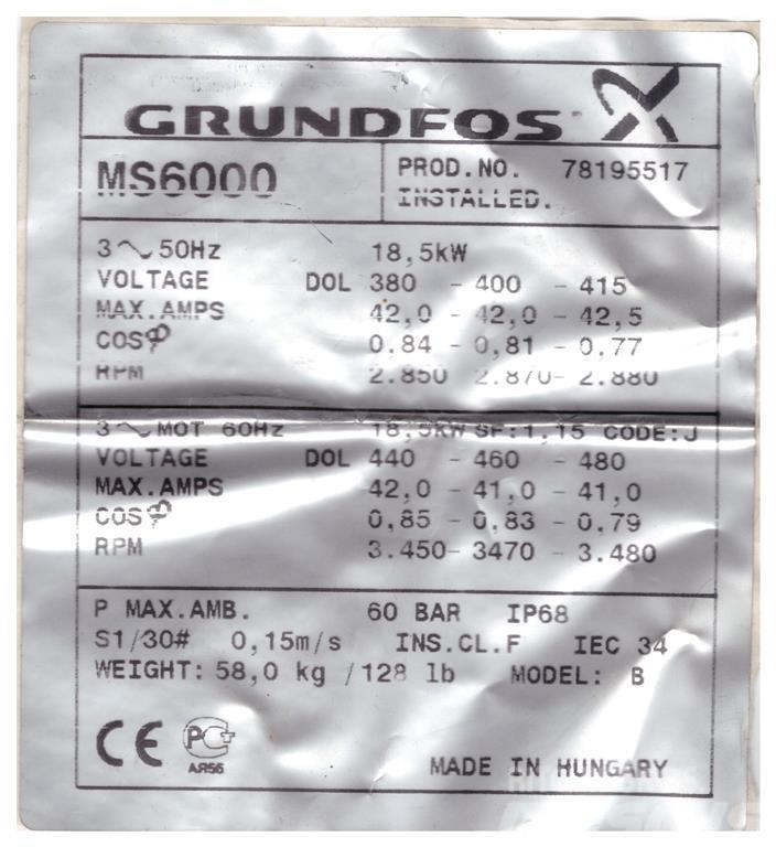 Grundfos SP60/11 - 25 HK Övriga