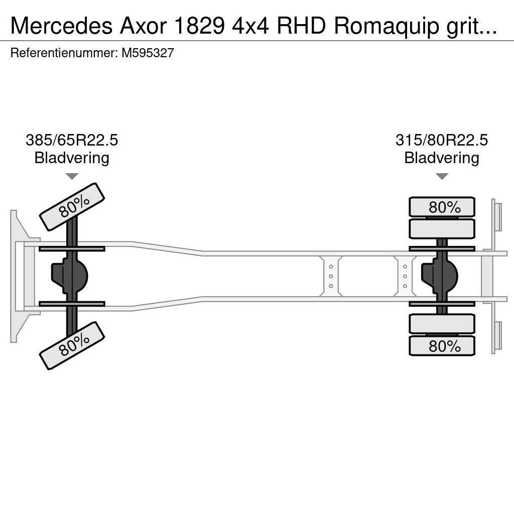 Mercedes-Benz Axor 1829 4x4 RHD Romaquip gritter / salt spreader Slamsugningsbil