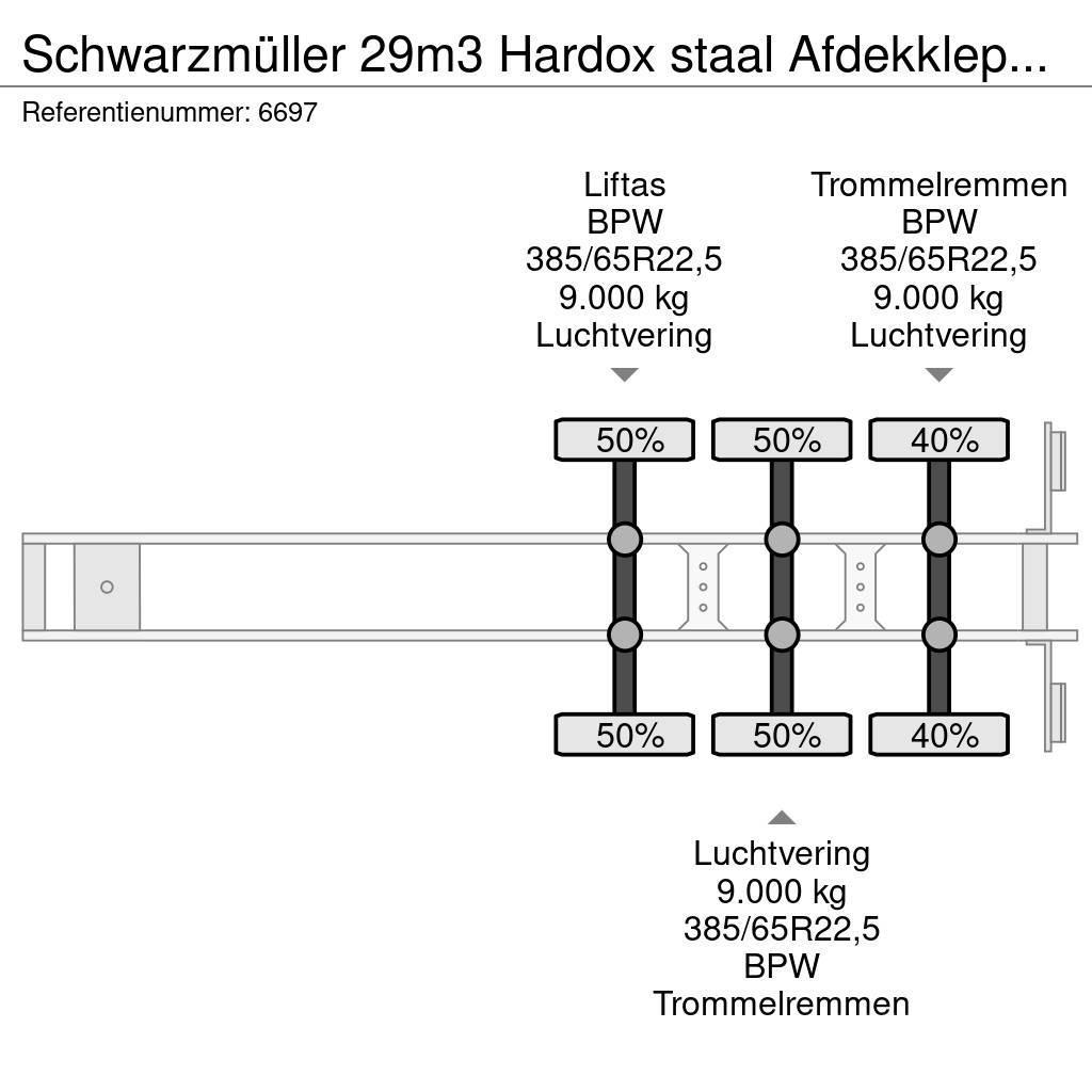 Schwarzmüller 29m3 Hardox staal Afdekkleppen Liftas Tipptrailer