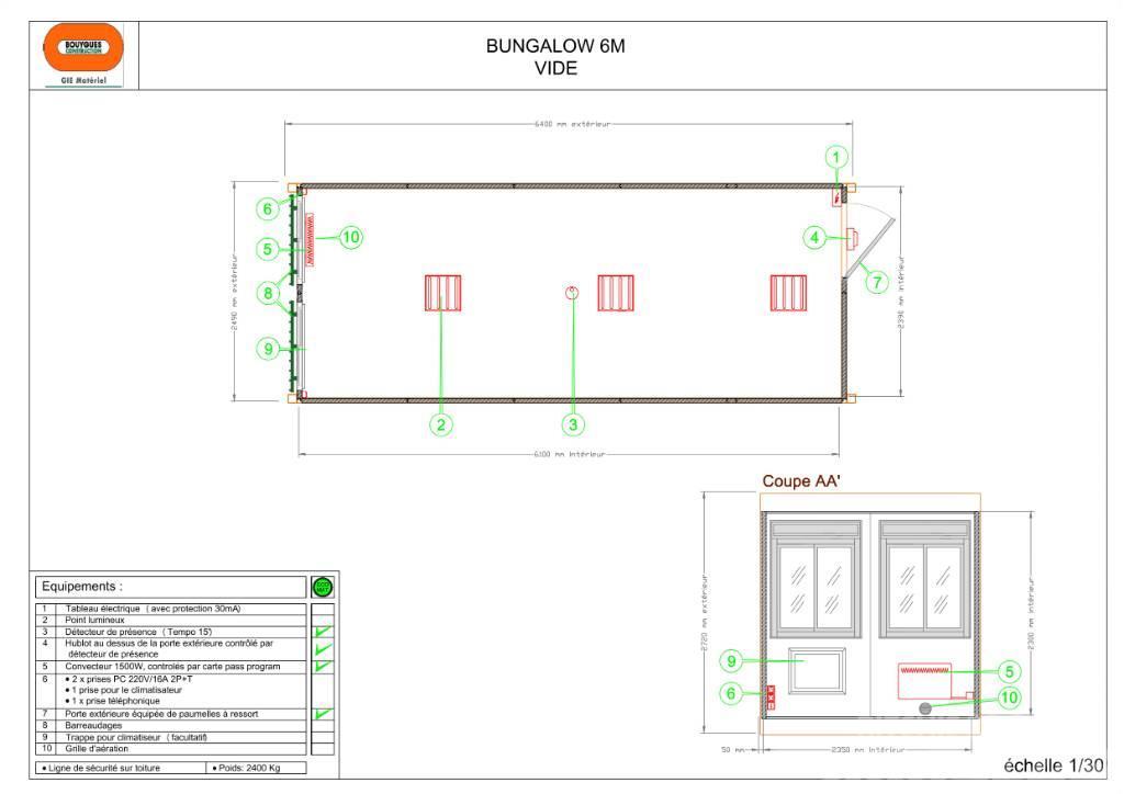  Bungalow 6 m Bureau vide Byggbaracker