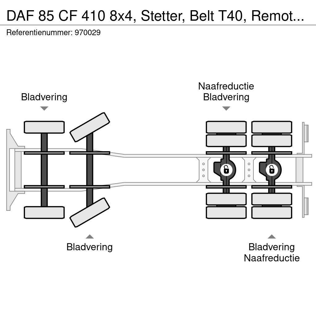DAF 85 CF 410 8x4, Stetter, Belt T40, Remote, Steel su Cementbil