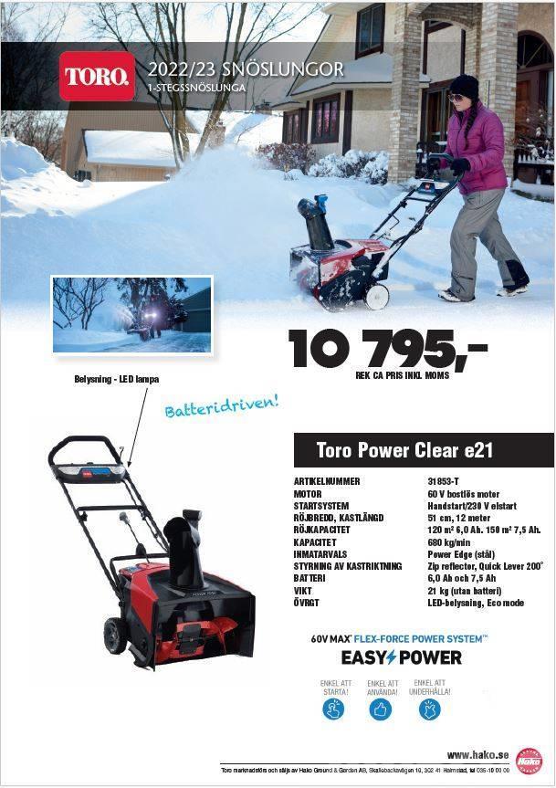 Toro Power Clear E21 batteridriven snöslunga Snöslungor och -fräsar