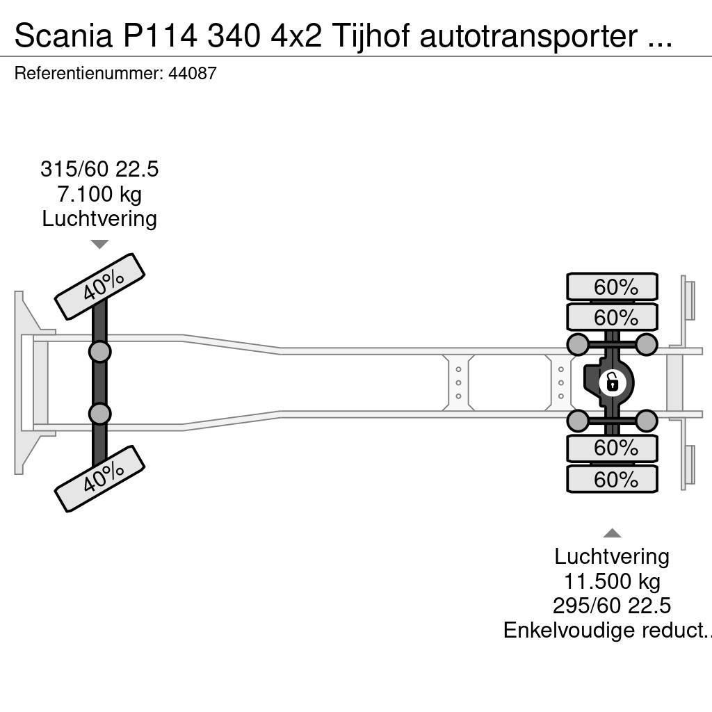 Scania P114 340 4x2 Tijhof autotransporter met hydraulisc Biltransportbilar