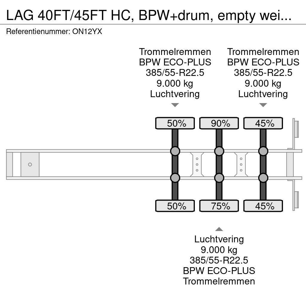 LAG 40FT/45FT HC, BPW+drum, empty weight: 4.120kg, NL- Containertrailer