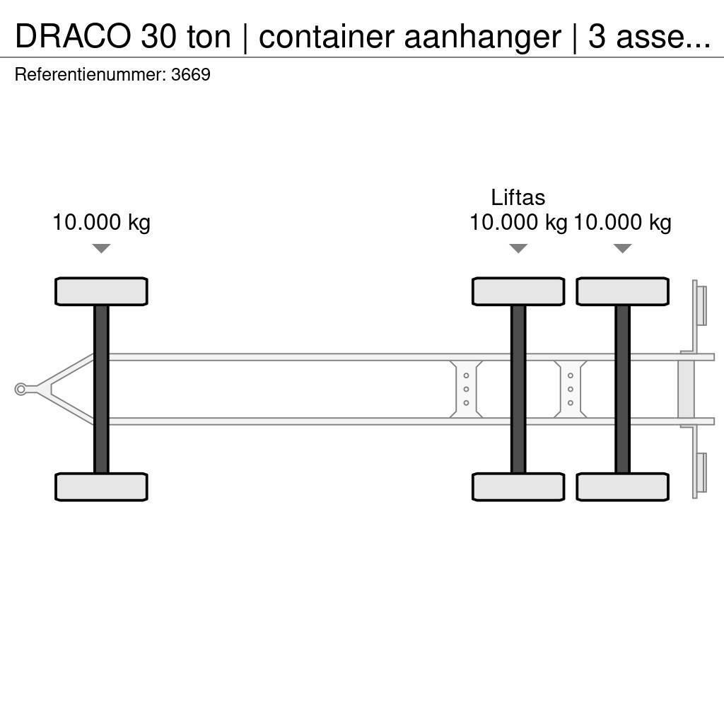 Draco 30 ton | container aanhanger | 3 asser overzetter Växelflak-/Containersläp