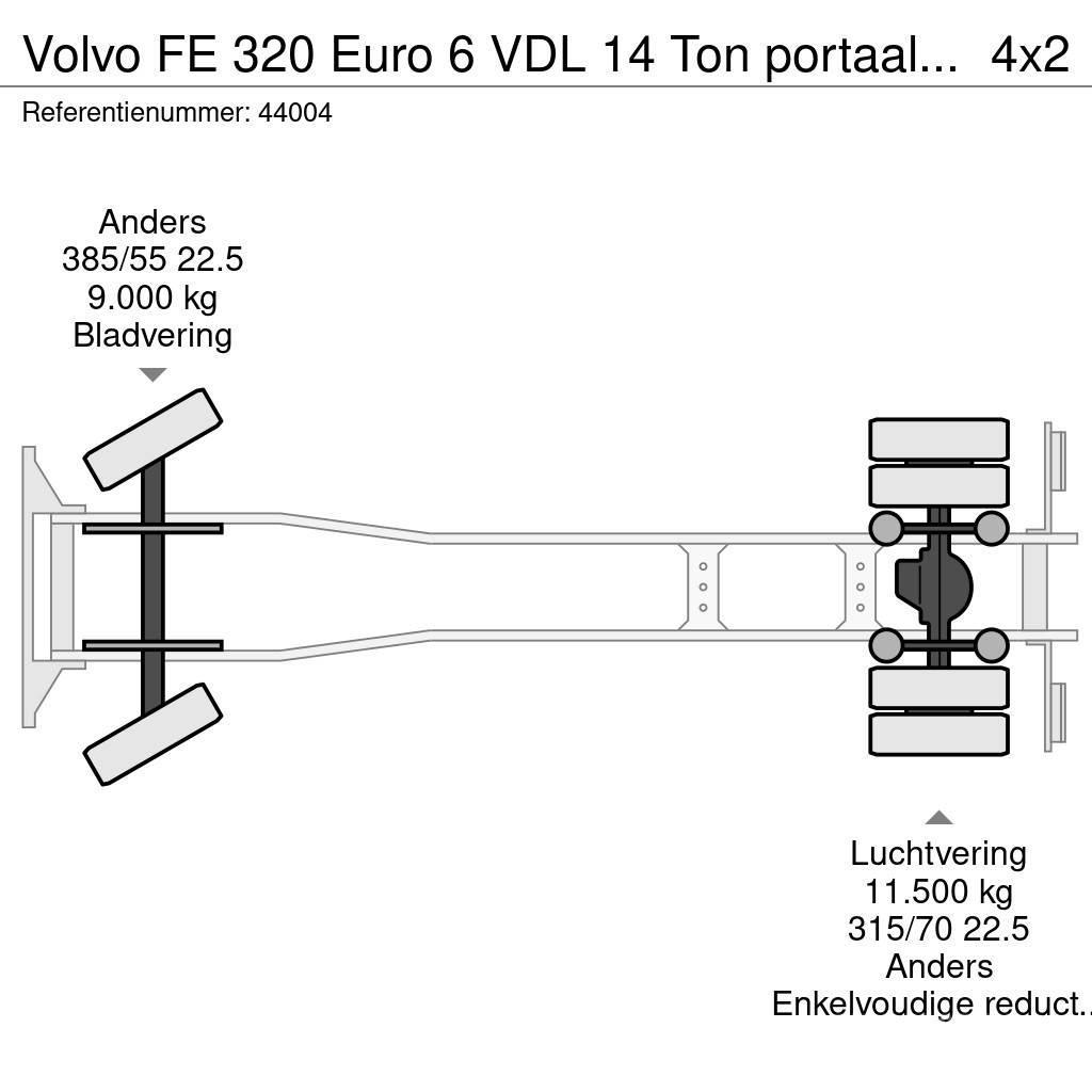 Volvo FE 320 Euro 6 VDL 14 Ton portaalarmsysteem Liftdumperbilar