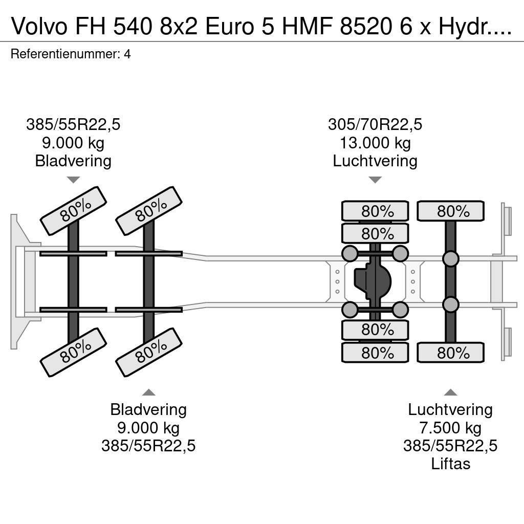 Volvo FH 540 8x2 Euro 5 HMF 8520 6 x Hydr. Jip 6 x Hydr. Allterrängkranar