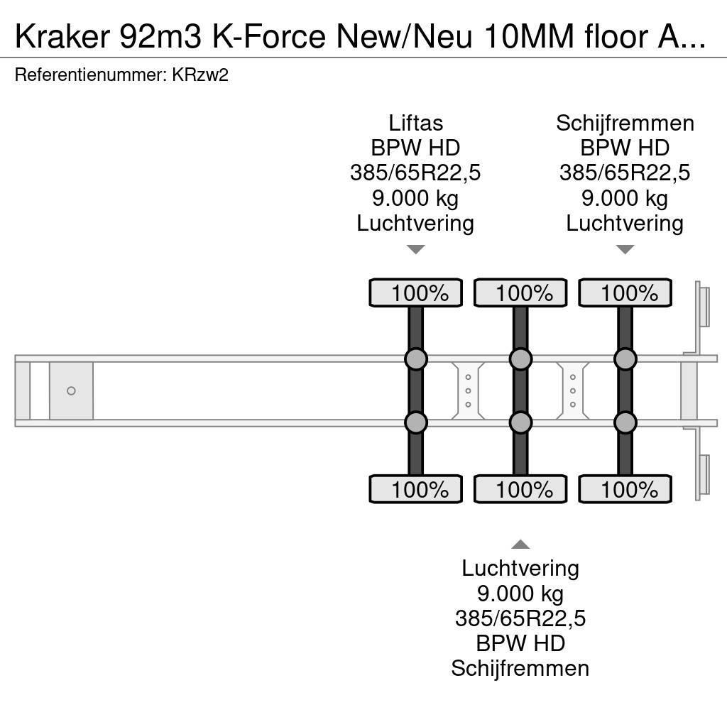 Kraker 92m3 K-Force New/Neu 10MM floor Alcoa's Liftachse Walking floor semitrailers