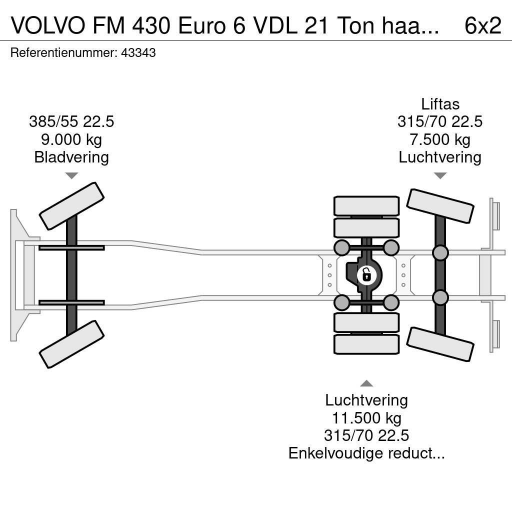 Volvo FM 430 Euro 6 VDL 21 Ton haakarmsysteem Lastväxlare/Krokbilar