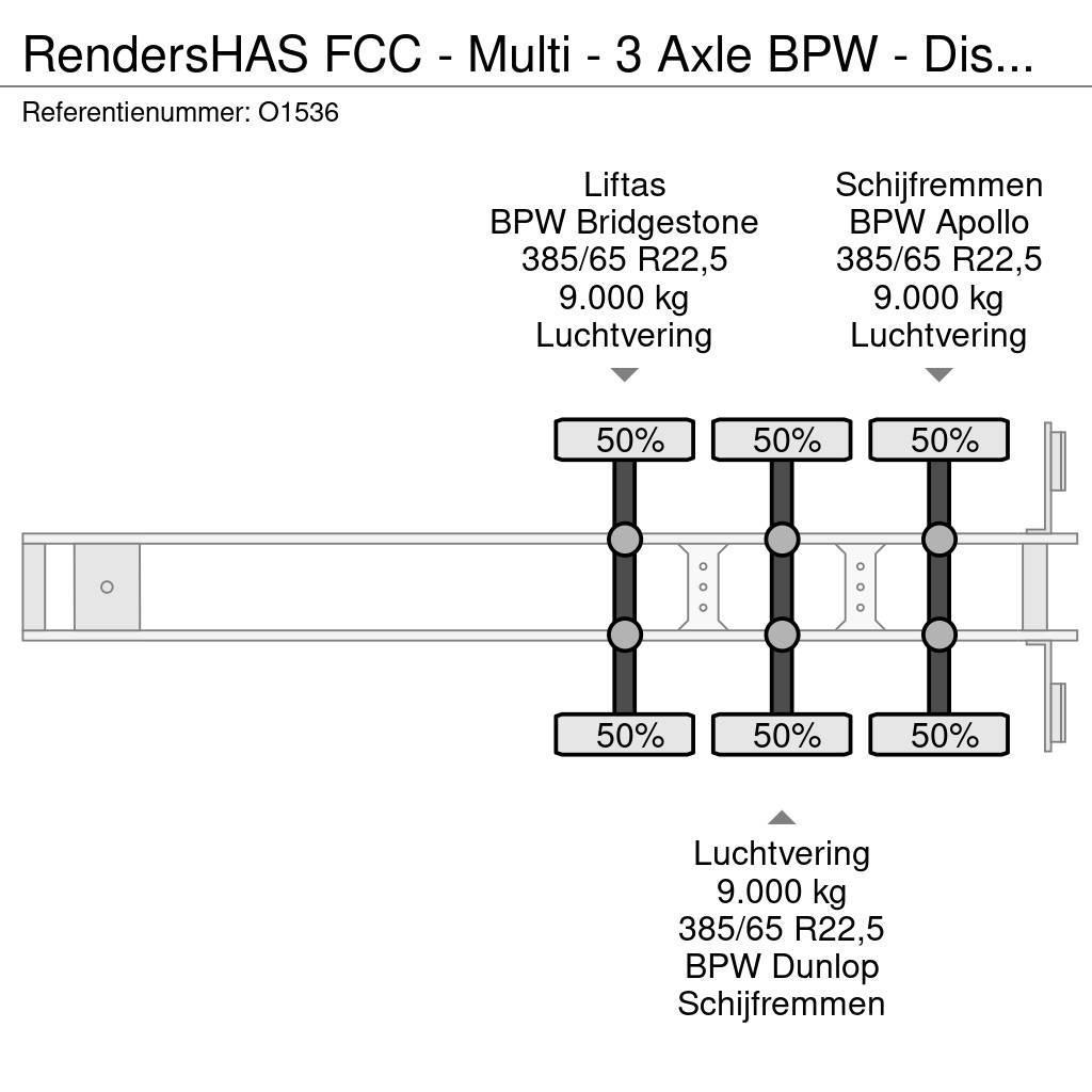 Renders HAS FCC - Multi - 3 Axle BPW - DiscBrakes - LiftAx Containertrailer