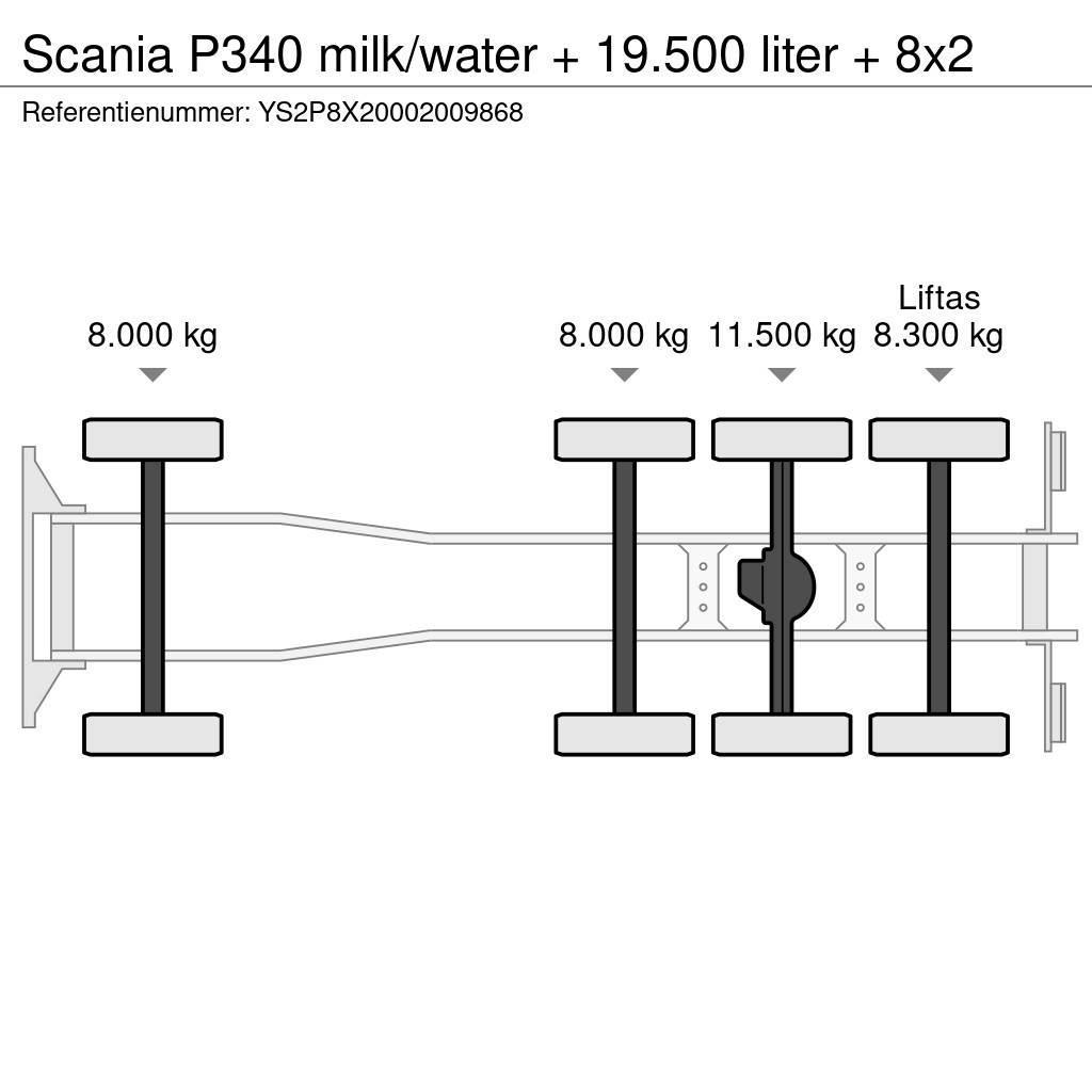 Scania P340 milk/water + 19.500 liter + 8x2 Tankbilar