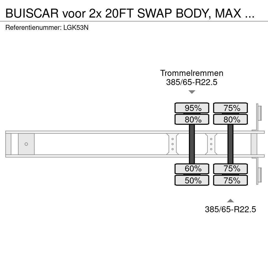  Buiscar voor 2x 20FT SWAP BODY, MAX LOAD 65.000KG Containertrailer
